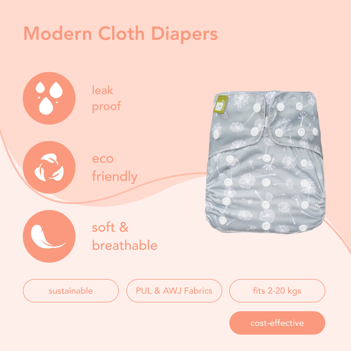 Dandelions- All In One Reusable Nappy