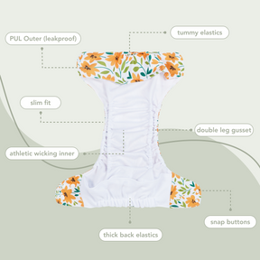 Rosy Blooms - All In One Reusable Nappy