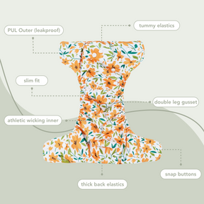 Rosy Blooms - All In One Reusable Nappy