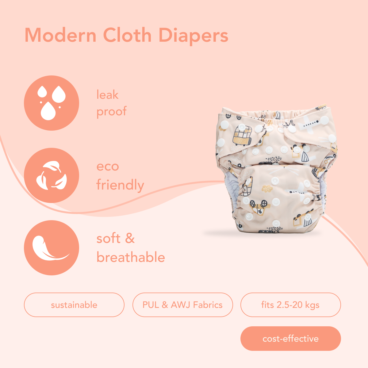 Polar Bear - Meenie & Co 2.0 Cloth Diaper